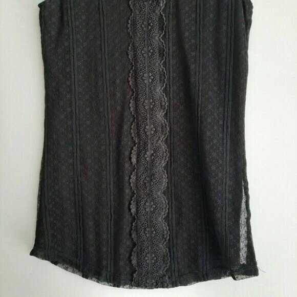 FREE PEOPLE Cap Sleeve Blouse Lace & Mesh Sz S - Picture 4 of 11